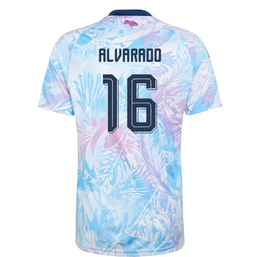 Danxen Män Costa Rica Katherine Alvarado #16 Himmelblå Marin Rosa Bortatröja Matchtröjor 26-28 Tröjor T-Tröja
