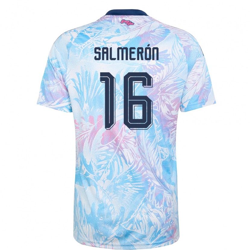 Danxen Män Costa Rica Andrey Salmeron #16 Himmelblå Marin Rosa Bortatröja Matchtröjor 26-28 Tröjor T-Tröja