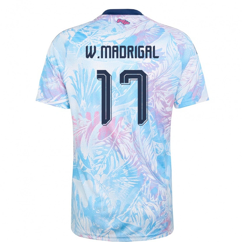 Danxen Män Costa Rica Warren Madrigal #17 Himmelblå Marin Rosa Bortatröja Matchtröjor 26-28 Tröjor T-Tröja