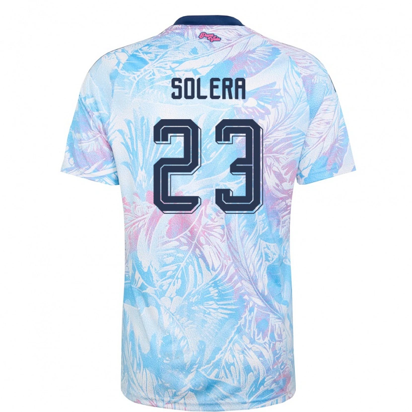Danxen Män Costa Rica Daniela Solera #23 Himmelblå Marin Rosa Bortatröja Matchtröjor 26-28 Tröjor T-Tröja