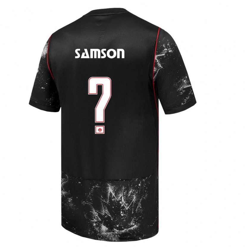 Danxen Män Kanada Félix Samson #0 Svart Vit Röd Bortatröja Matchtröjor 26-28 Tröjor T-Tröja