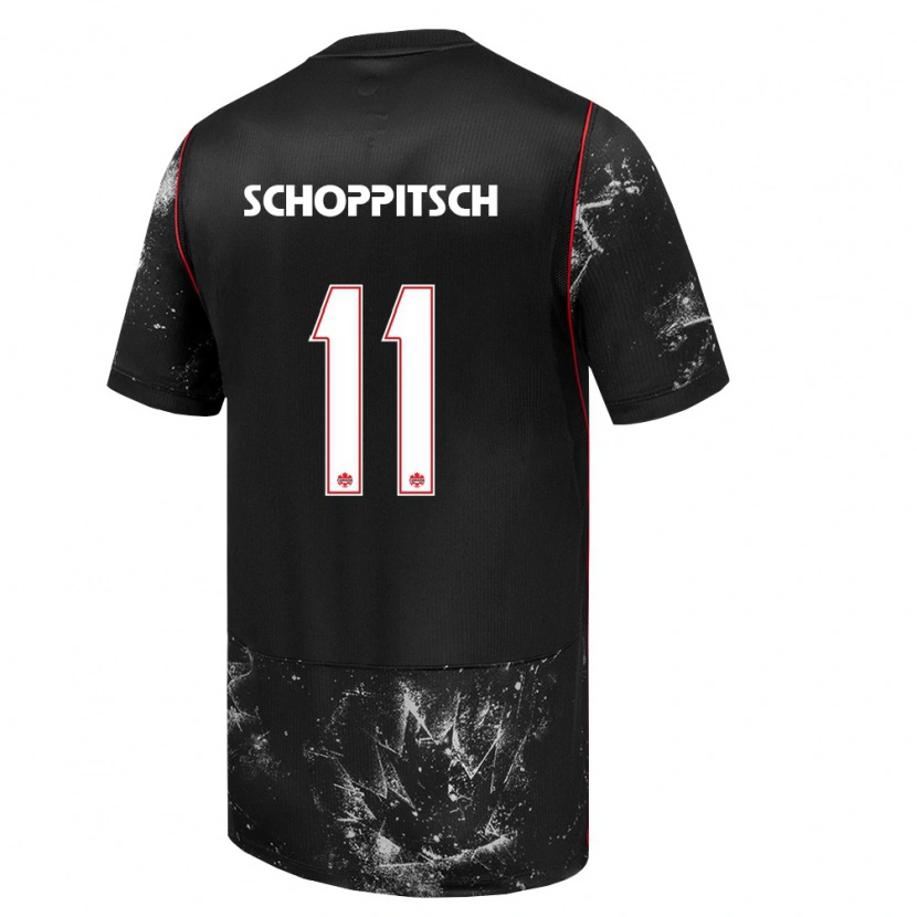 Danxen Män Kanada Silas Schoppitsch #11 Svart Vit Röd Bortatröja Matchtröjor 26-28 Tröjor T-Tröja