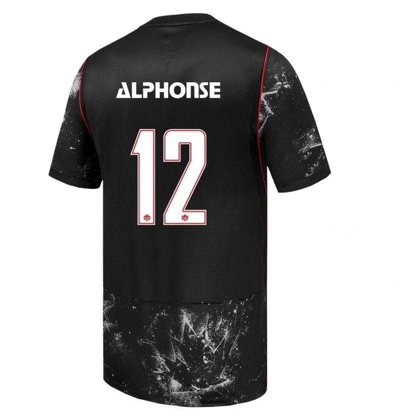 Danxen Män Kanada Jefferson Alphonse #12 Svart Vit Röd Bortatröja Matchtröjor 26-28 Tröjor T-Tröja