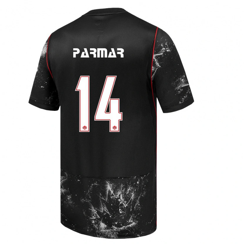 Danxen Män Kanada Aryan Parmar #14 Svart Vit Röd Bortatröja Matchtröjor 26-28 Tröjor T-Tröja