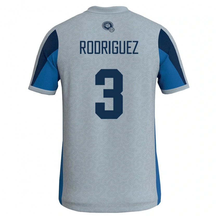 Danxen Män El Salvador Ronald Rodríguez #3 Vit Himmelblå Bortatröja Matchtröjor 26-28 Tröjor T-Tröja