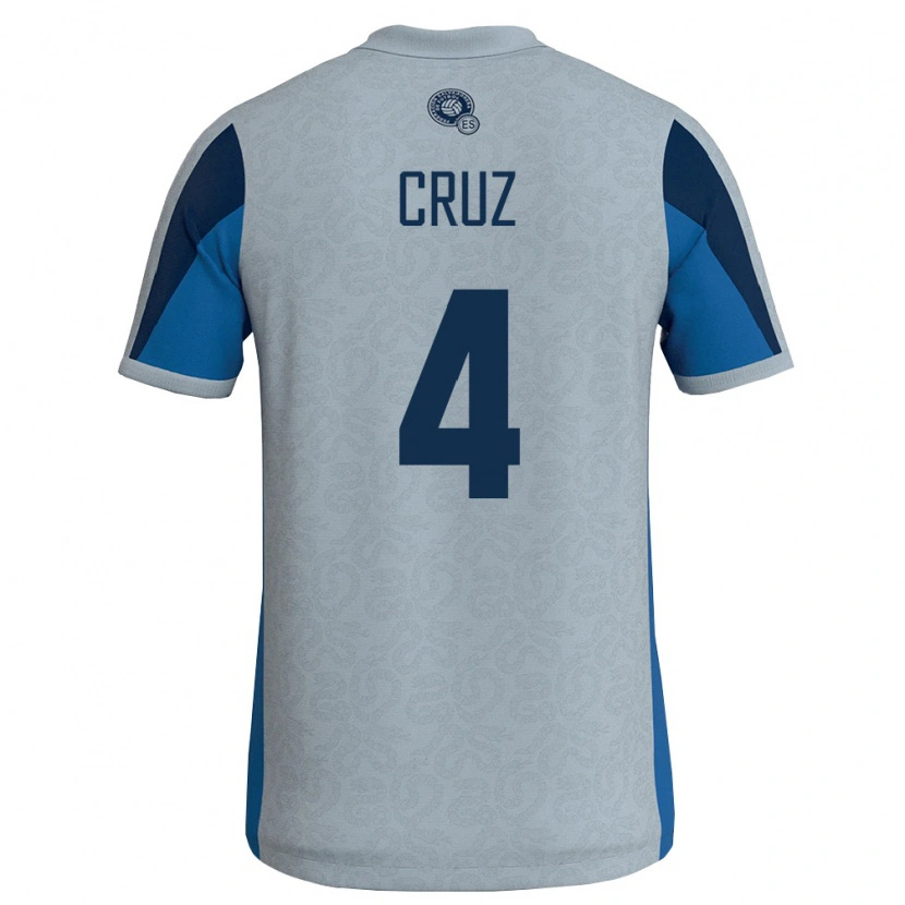Danxen Män El Salvador Jorge Cruz #4 Vit Himmelblå Bortatröja Matchtröjor 26-28 Tröjor T-Tröja