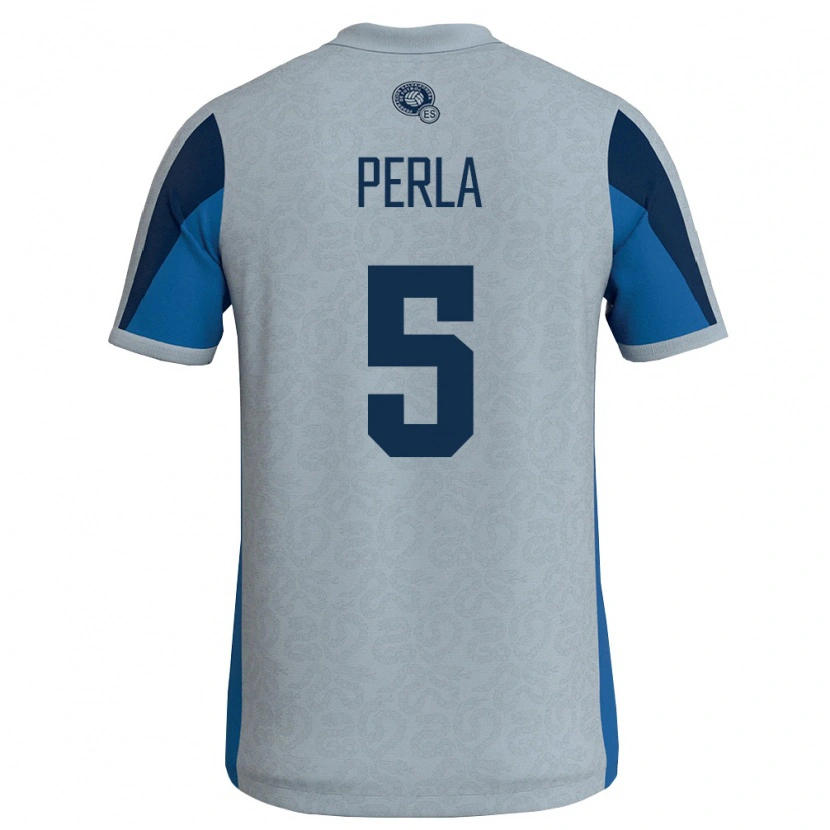 Danxen Män El Salvador Jefferson Perla #5 Vit Himmelblå Bortatröja Matchtröjor 26-28 Tröjor T-Tröja