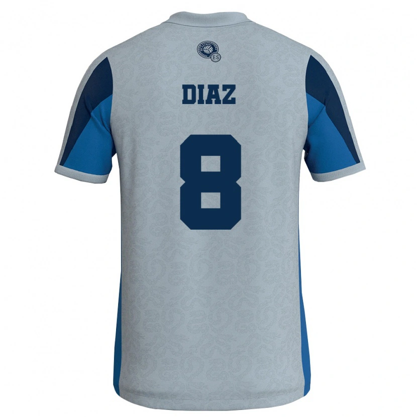 Danxen Män El Salvador William Diaz #8 Vit Himmelblå Bortatröja Matchtröjor 26-28 Tröjor T-Tröja