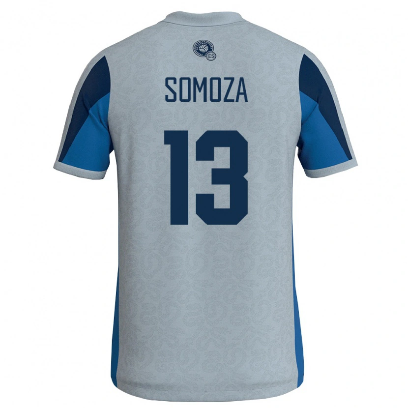 Danxen Män El Salvador Néstor Somoza #13 Vit Himmelblå Bortatröja Matchtröjor 26-28 Tröjor T-Tröja