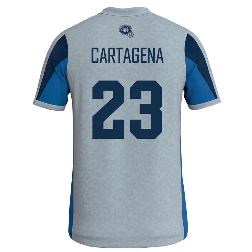 Danxen Män El Salvador Melvin Cartagena #23 Vit Himmelblå Bortatröja Matchtröjor 26-28 Tröjor T-Tröja