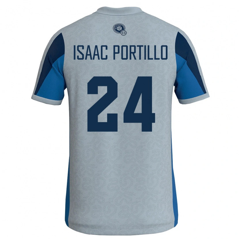 Danxen Män El Salvador José Isaac Portillo #24 Vit Himmelblå Bortatröja Matchtröjor 26-28 Tröjor T-Tröja