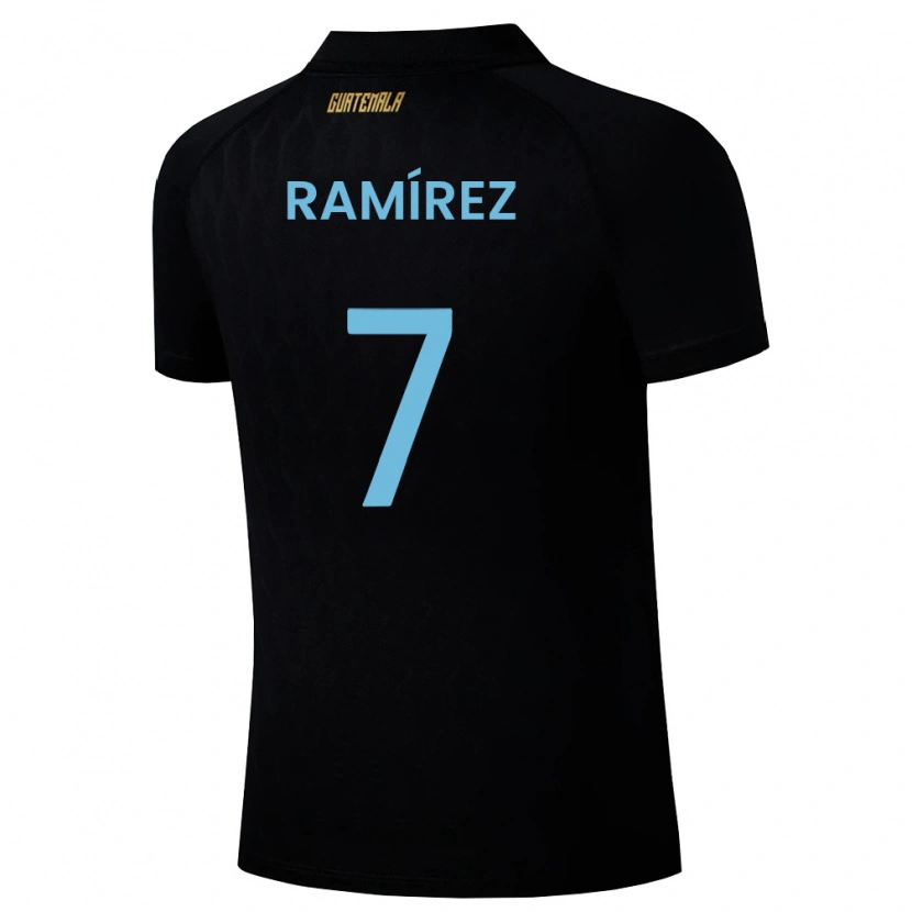 Danxen Män Gwatemala Leslie Ramírez #7 Svart Himmelblå Vit Bortatröja Matchtröjor 26-28 Tröjor T-Tröja