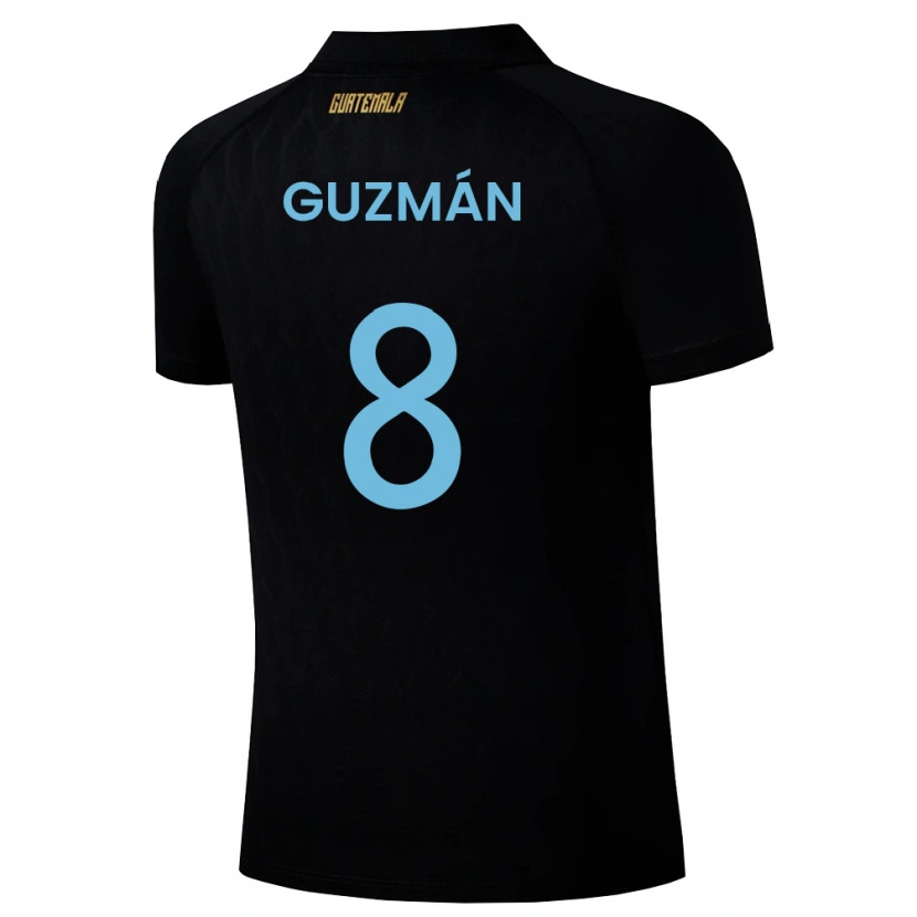 Danxen Män Gwatemala Francisco Guzmán #8 Svart Himmelblå Vit Bortatröja Matchtröjor 26-28 Tröjor T-Tröja