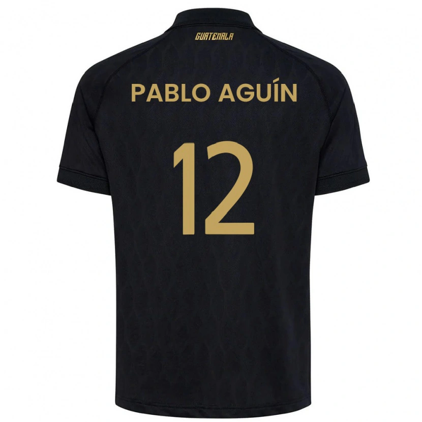 Danxen Män Gwatemala Luis Pablo Aguín #12 Svart Himmelblå Vit Bortatröja Matchtröjor 26-28 Tröjor T-Tröja