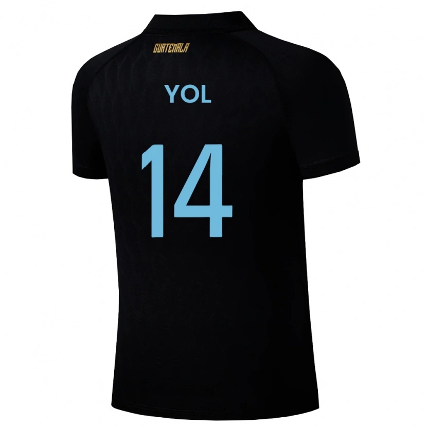 Danxen Män Gwatemala Jorge Yol #14 Svart Himmelblå Vit Bortatröja Matchtröjor 26-28 Tröjor T-Tröja
