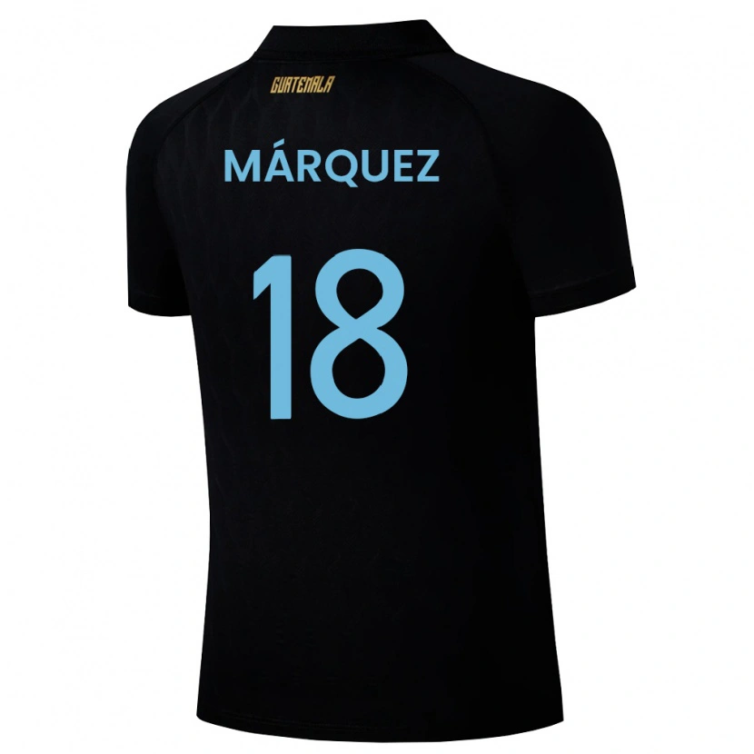 Danxen Män Gwatemala Ricardo Márquez #18 Svart Himmelblå Vit Bortatröja Matchtröjor 26-28 Tröjor T-Tröja