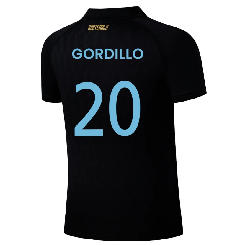 Danxen Män Gwatemala Gerardo Gordillo #20 Svart Himmelblå Vit Bortatröja Matchtröjor 26-28 Tröjor T-Tröja