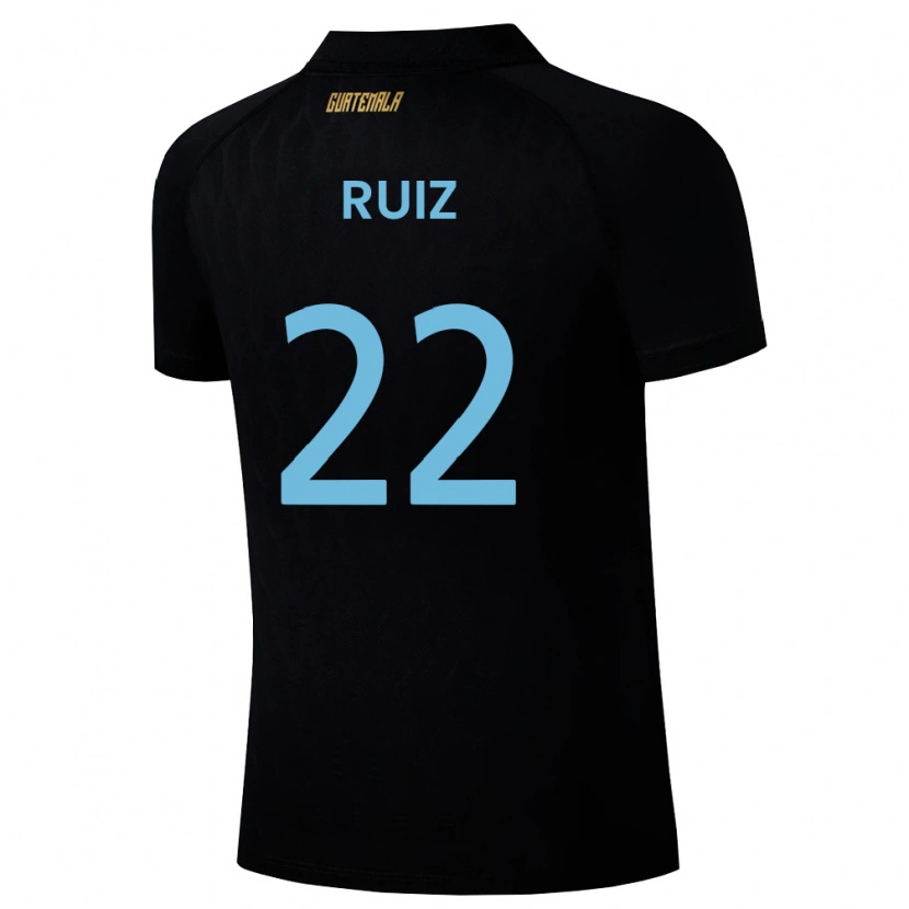 Danxen Män Gwatemala Kevin Ruiz #22 Svart Himmelblå Vit Bortatröja Matchtröjor 26-28 Tröjor T-Tröja