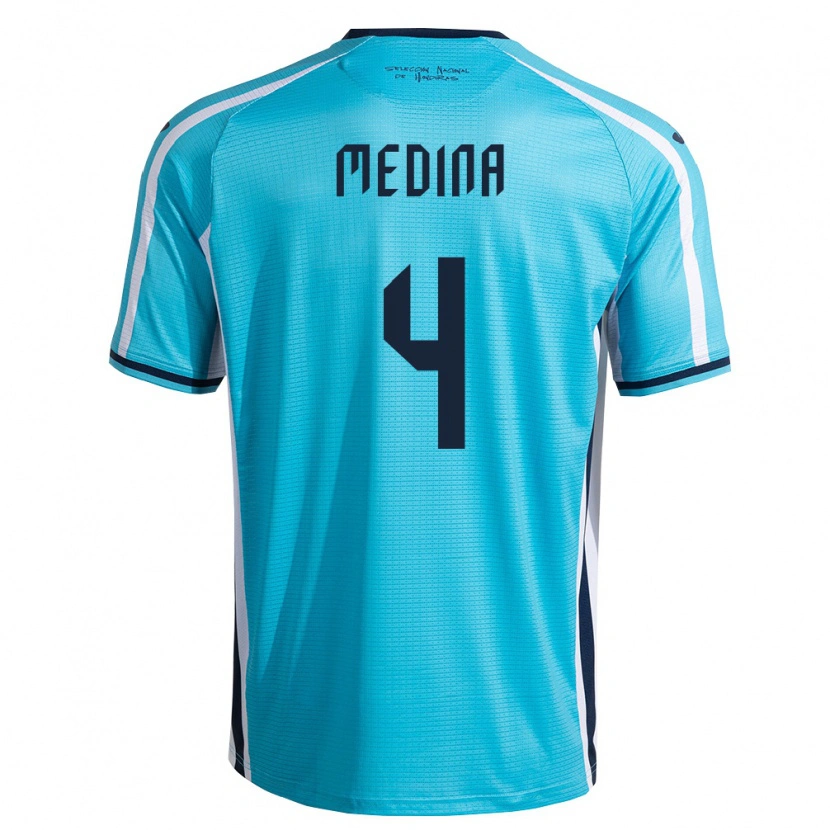 Danxen Män Honduras Osmel Medina #4 Himmelblå Marin Bortatröja Matchtröjor 26-28 Tröjor T-Tröja