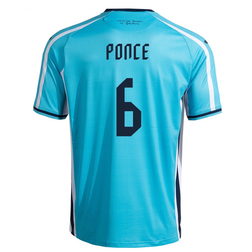 Danxen Män Honduras Justin Ponce #6 Himmelblå Marin Bortatröja Matchtröjor 26-28 Tröjor T-Tröja