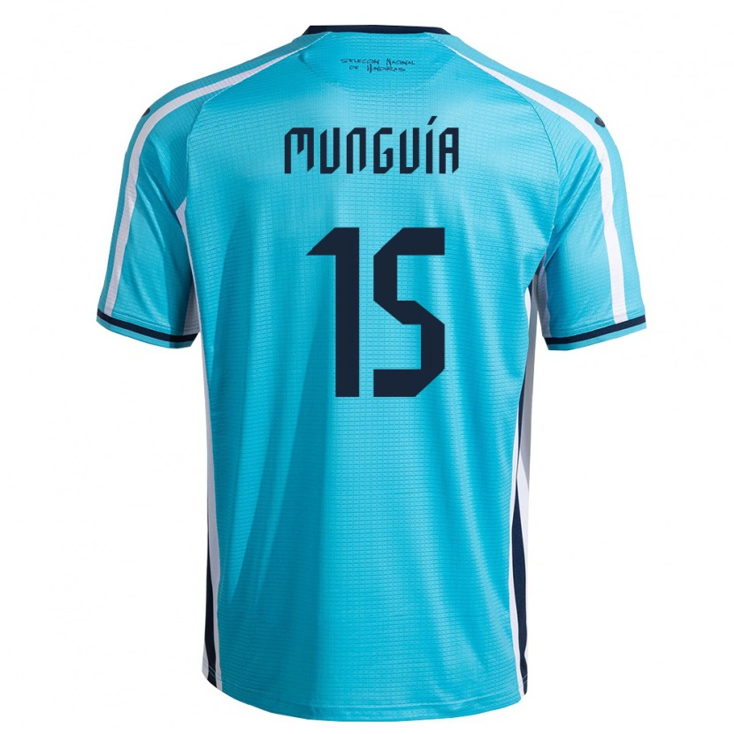 Danxen Män Honduras Edwin Munguía #15 Himmelblå Marin Bortatröja Matchtröjor 26-28 Tröjor T-Tröja