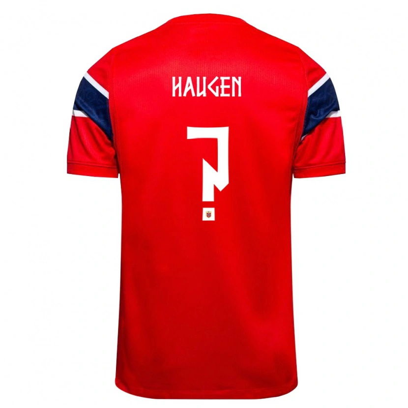 Danxen Kvinnor Norge Haakon Haugen #0 Röd Marin Vit Hemmatröja Matchtröjor 26-28 Tröjor T-Tröja