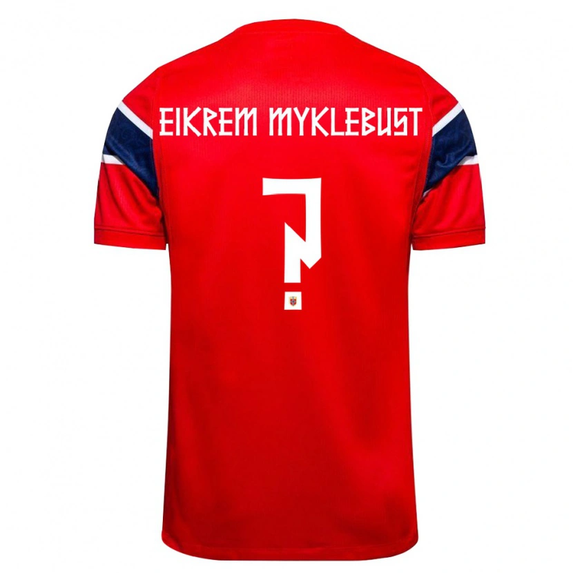 Danxen Kvinnor Norge Mads Eikrem Myklebust #0 Röd Marin Vit Hemmatröja Matchtröjor 26-28 Tröjor T-Tröja