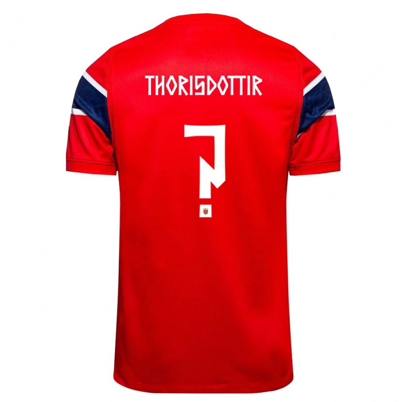 Danxen Kvinnor Norge Maria Thorisdottir #0 Röd Marin Vit Hemmatröja Matchtröjor 26-28 Tröjor T-Tröja