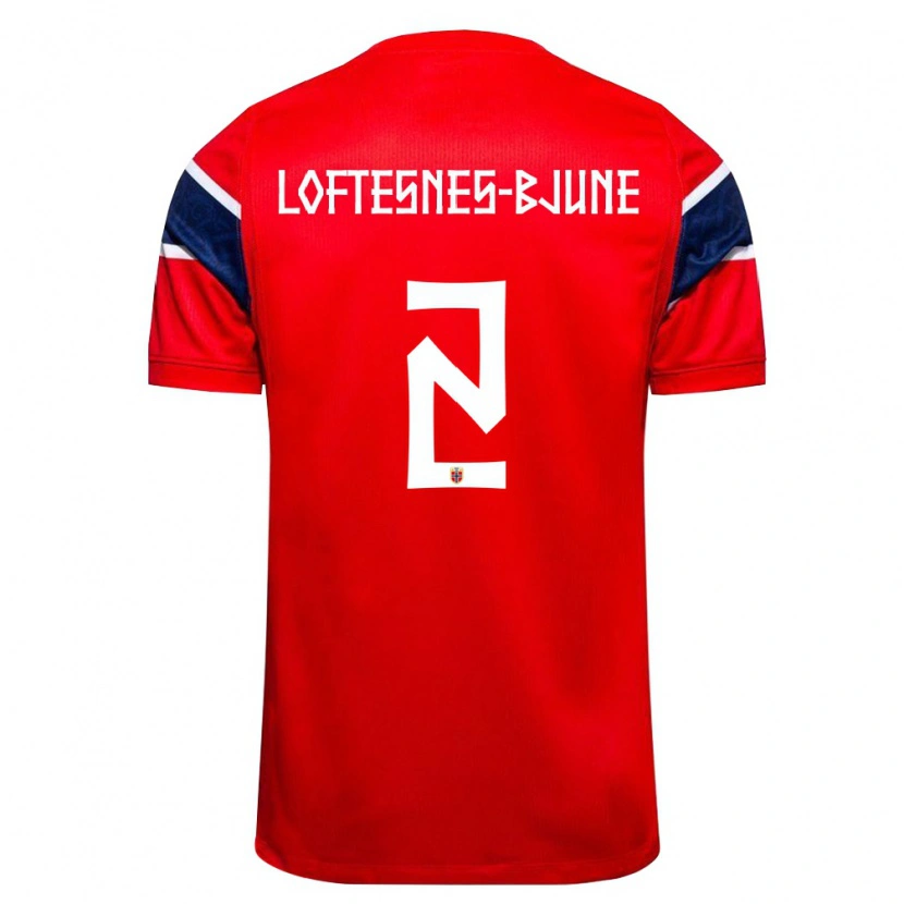 Danxen Kvinnor Norge Filip Loftesnes-Bjune #2 Röd Marin Vit Hemmatröja Matchtröjor 26-28 Tröjor T-Tröja
