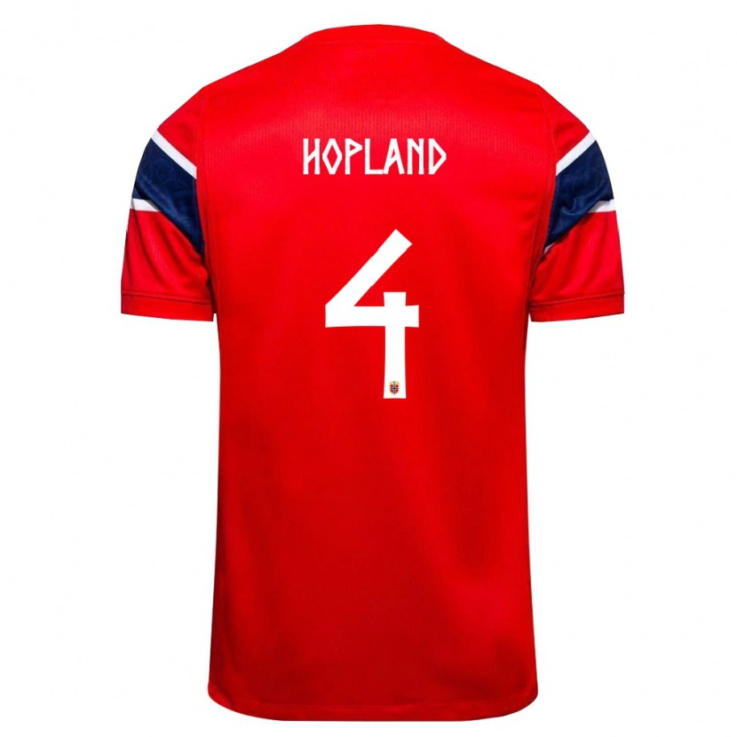 Danxen Kvinnor Norge Nikolai Hopland #4 Röd Marin Vit Hemmatröja Matchtröjor 26-28 Tröjor T-Tröja