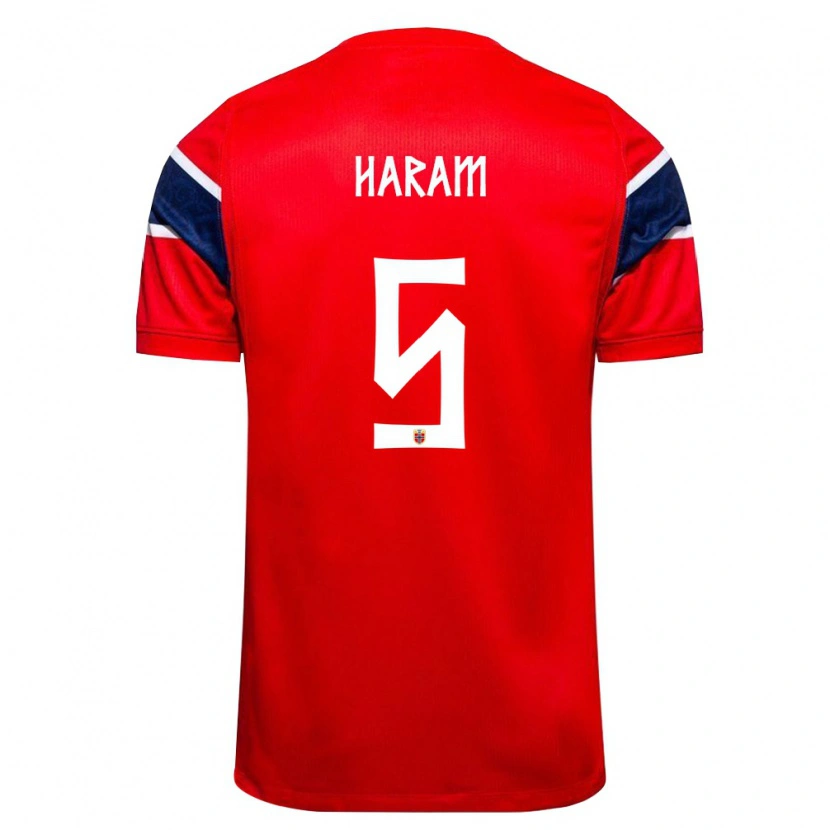 Danxen Kvinnor Norge Simen Haram #5 Röd Marin Vit Hemmatröja Matchtröjor 26-28 Tröjor T-Tröja