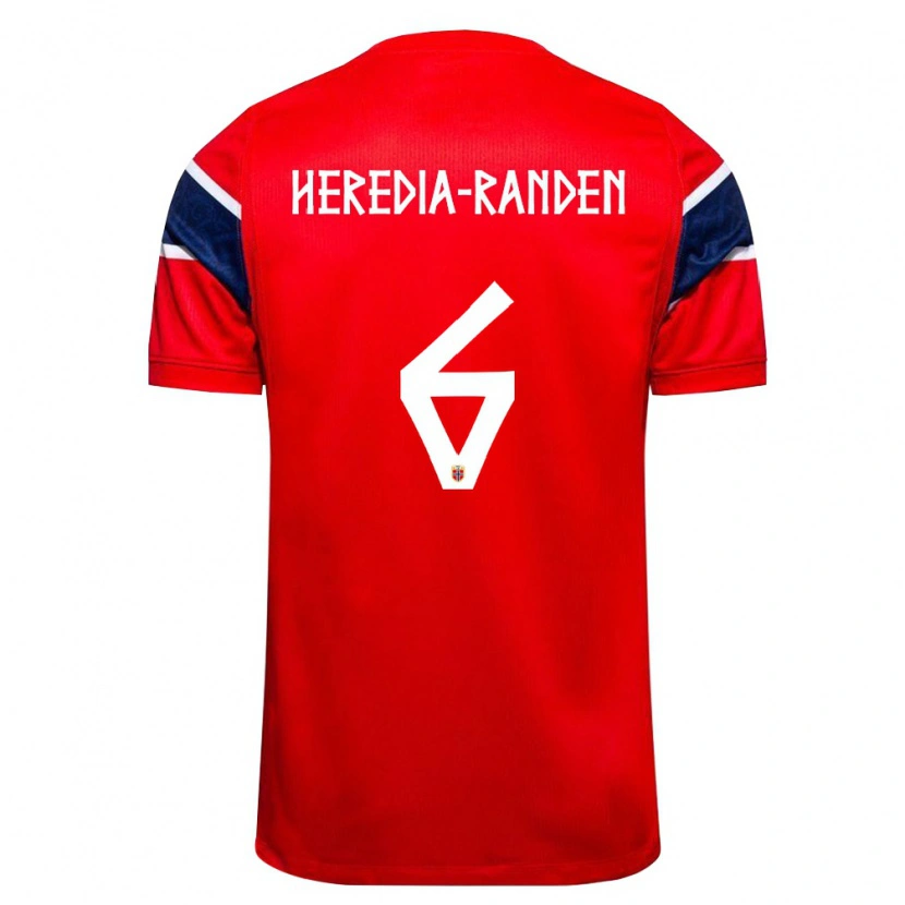 Danxen Kvinnor Norge Andreas Heredia-Randen #6 Röd Marin Vit Hemmatröja Matchtröjor 26-28 Tröjor T-Tröja