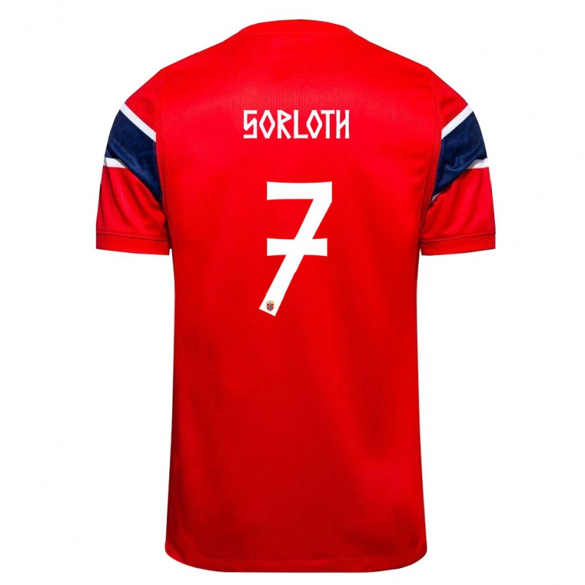Danxen Kvinnor Norge Alexander Sørloth #7 Röd Marin Vit Hemmatröja Matchtröjor 26-28 Tröjor T-Tröja