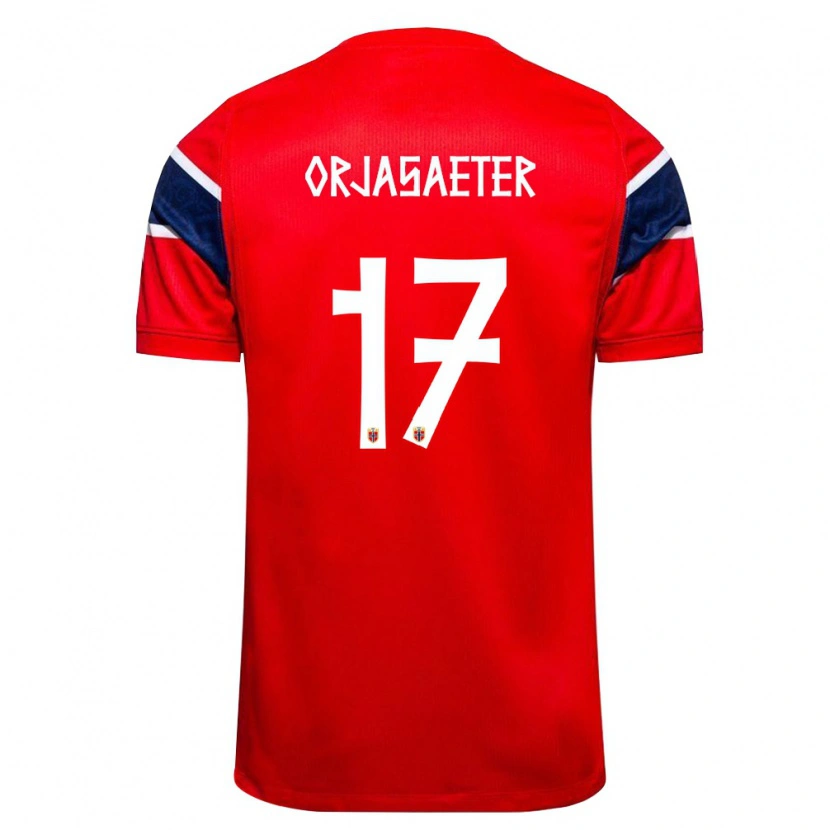 Danxen Kvinnor Norge Sondre Ørjasæter #17 Röd Marin Vit Hemmatröja Matchtröjor 26-28 Tröjor T-Tröja