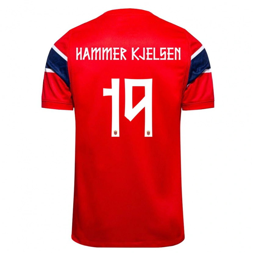 Danxen Kvinnor Norge Aleksander Hammer Kjelsen #19 Röd Marin Vit Hemmatröja Matchtröjor 26-28 Tröjor T-Tröja
