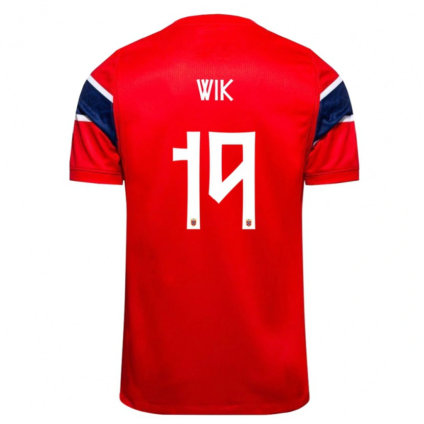 Danxen Kvinnor Norge Nicholas Wik #19 Röd Marin Vit Hemmatröja Matchtröjor 26-28 Tröjor T-Tröja