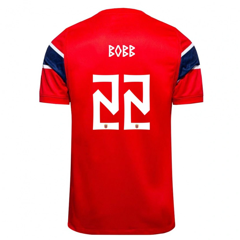 Danxen Kvinnor Norge Oscar Bobb #22 Röd Marin Vit Hemmatröja Matchtröjor 26-28 Tröjor T-Tröja