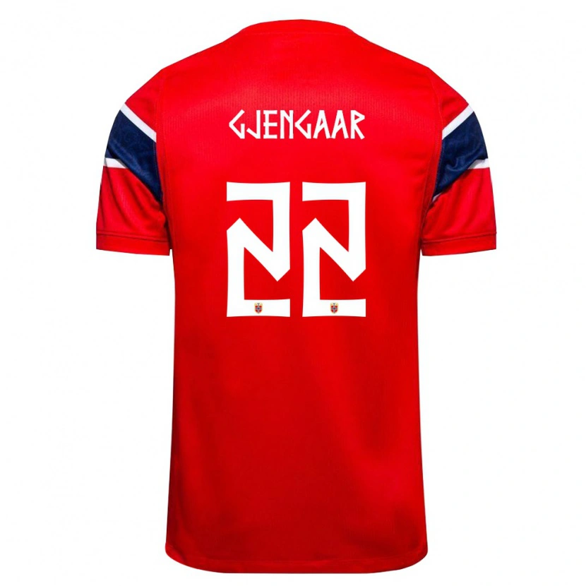 Danxen Kvinnor Norge Dennis Gjengaar #22 Röd Marin Vit Hemmatröja Matchtröjor 26-28 Tröjor T-Tröja
