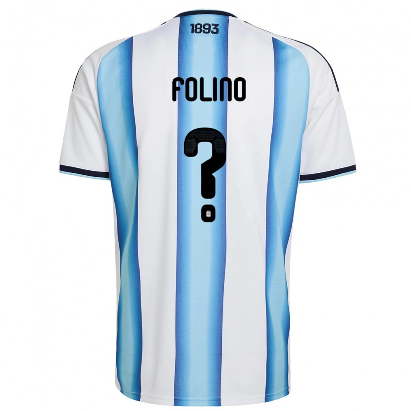 Danxen Kvinnor Argentina Benjamin Folino #0 Vit Himmelblå Marin Hemmatröja Matchtröjor 26-28 Tröjor T-Tröja