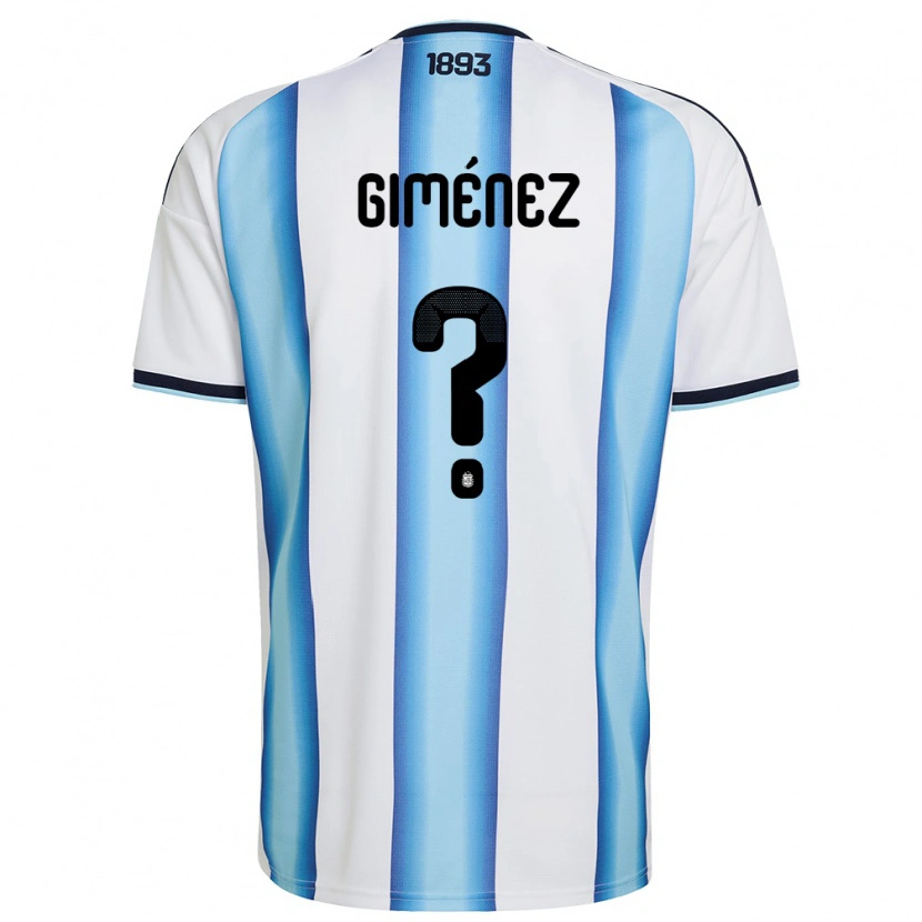 Danxen Kvinnor Argentina Juan Giménez #0 Vit Himmelblå Marin Hemmatröja Matchtröjor 26-28 Tröjor T-Tröja