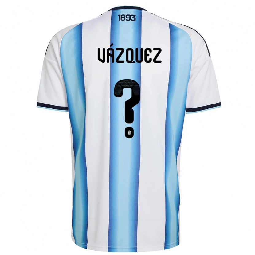 Danxen Kvinnor Argentina Franco Vázquez #0 Vit Himmelblå Marin Hemmatröja Matchtröjor 26-28 Tröjor T-Tröja
