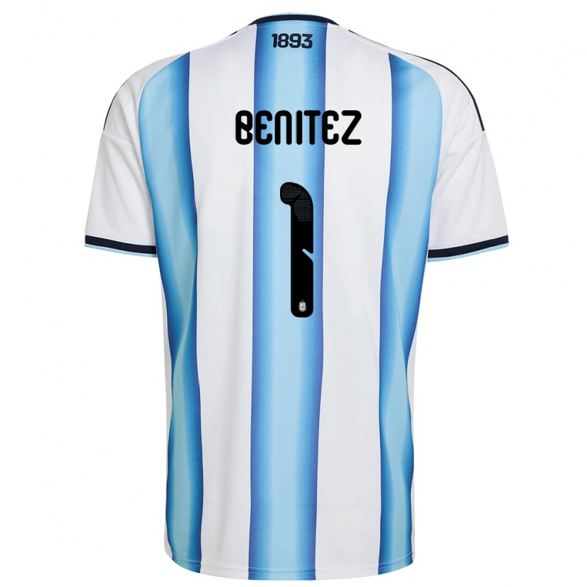 Danxen Kvinnor Argentina Walter Benítez #1 Vit Himmelblå Marin Hemmatröja Matchtröjor 26-28 Tröjor T-Tröja