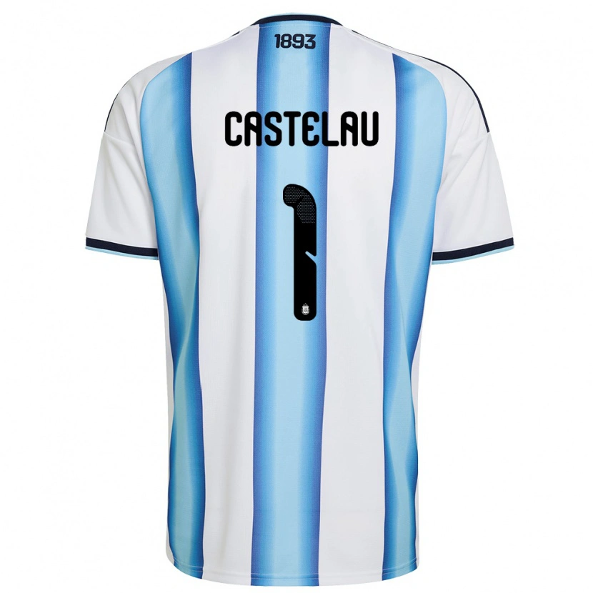 Danxen Kvinnor Argentina Alber Castelau #1 Vit Himmelblå Marin Hemmatröja Matchtröjor 26-28 Tröjor T-Tröja