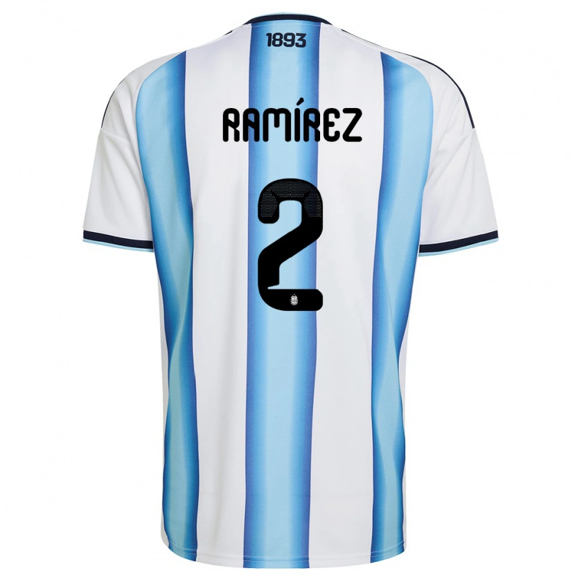 Danxen Kvinnor Argentina Tobías Ramírez #2 Vit Himmelblå Marin Hemmatröja Matchtröjor 26-28 Tröjor T-Tröja