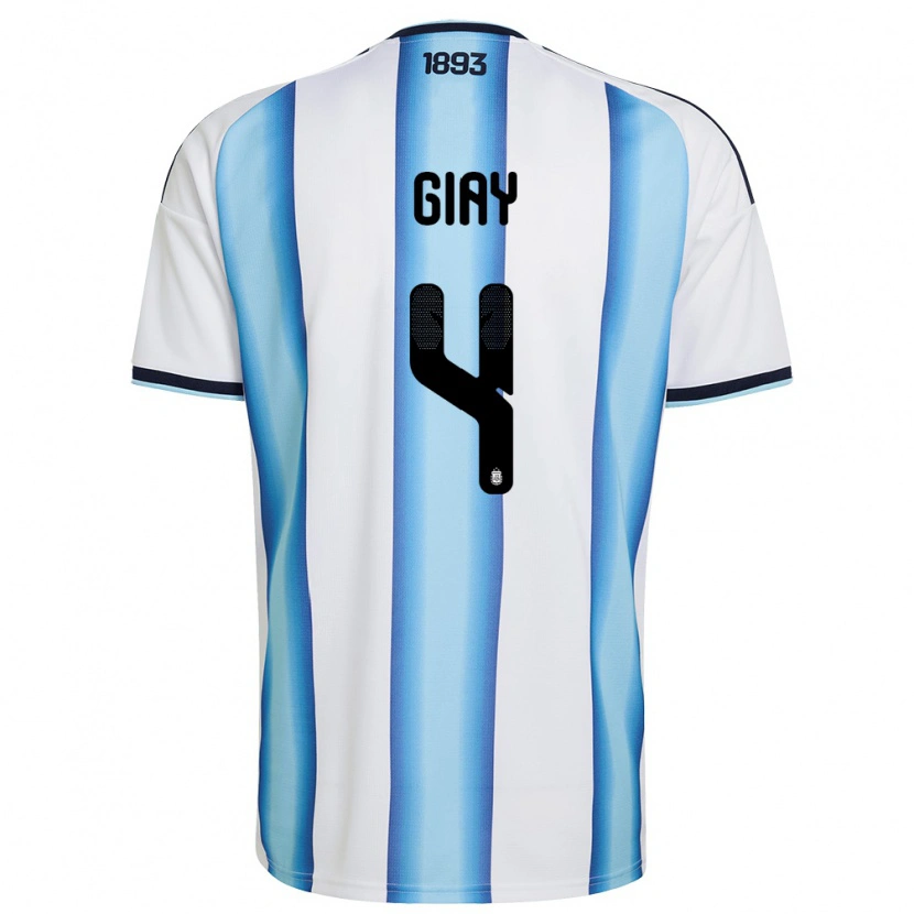 Danxen Kvinnor Argentina Agustín Giay #4 Vit Himmelblå Marin Hemmatröja Matchtröjor 26-28 Tröjor T-Tröja