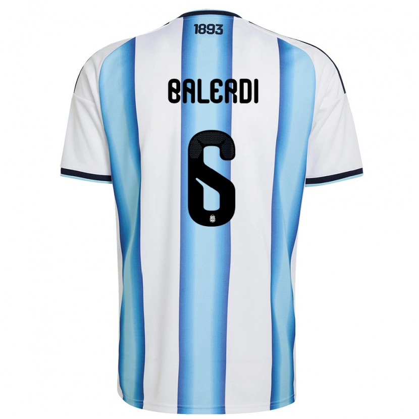 Danxen Kvinnor Argentina Leonardo Balerdi #6 Vit Himmelblå Marin Hemmatröja Matchtröjor 26-28 Tröjor T-Tröja