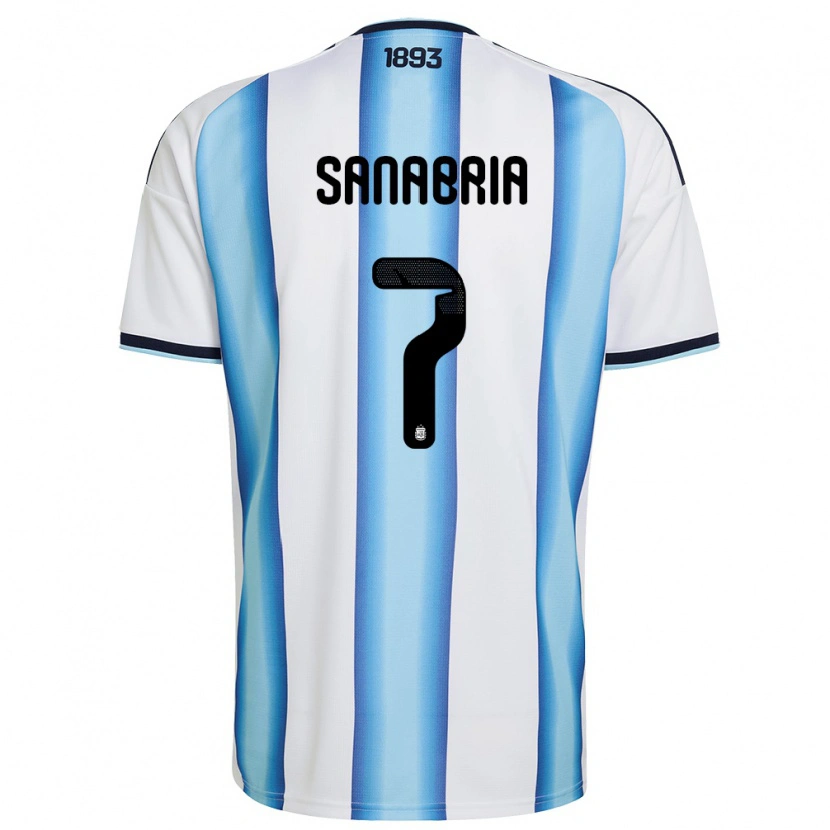 Danxen Kvinnor Argentina Mateo Sanabria #7 Vit Himmelblå Marin Hemmatröja Matchtröjor 26-28 Tröjor T-Tröja