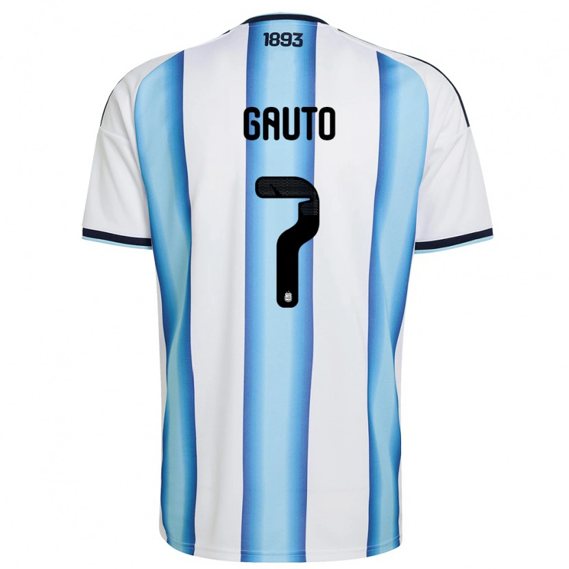Danxen Kvinnor Argentina Juan Gauto #7 Vit Himmelblå Marin Hemmatröja Matchtröjor 26-28 Tröjor T-Tröja