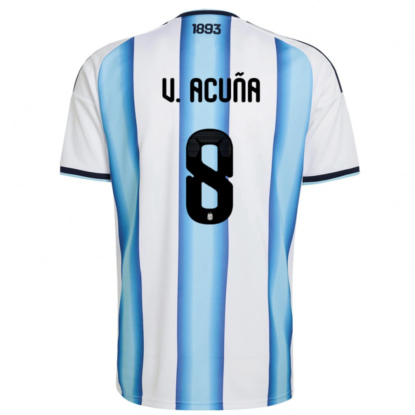 Danxen Kvinnor Argentina Valentino Acuña #8 Vit Himmelblå Marin Hemmatröja Matchtröjor 26-28 Tröjor T-Tröja