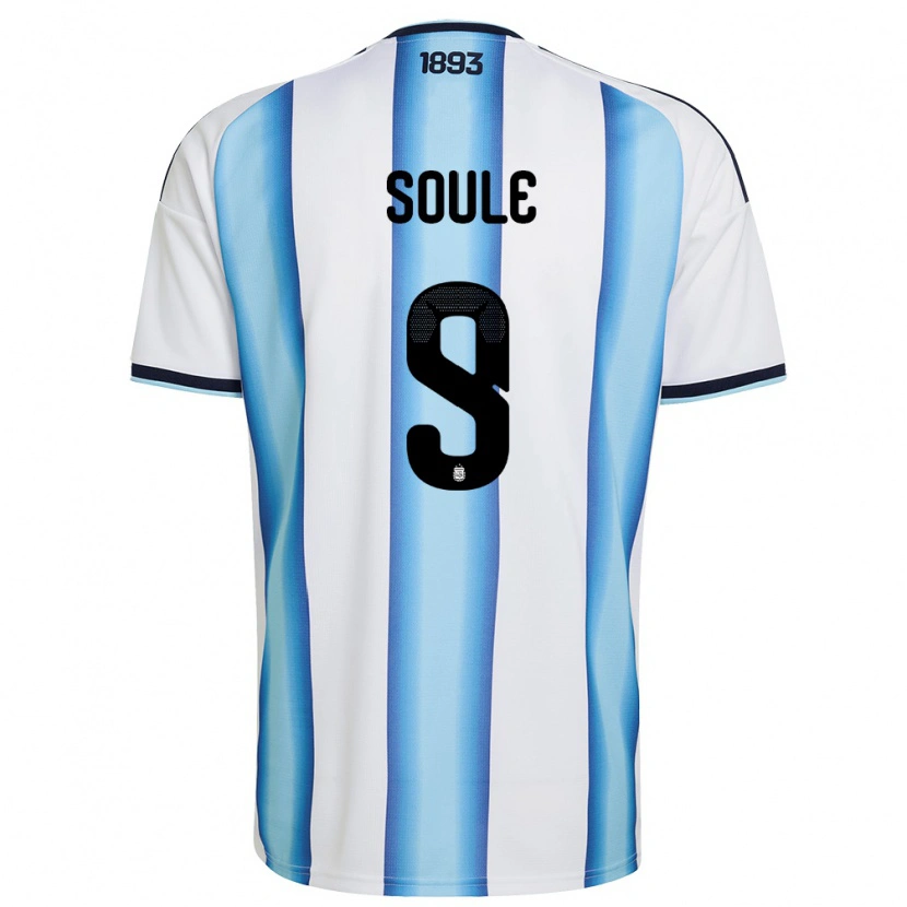 Danxen Kvinnor Argentina Matias Soule #9 Vit Himmelblå Marin Hemmatröja Matchtröjor 26-28 Tröjor T-Tröja
